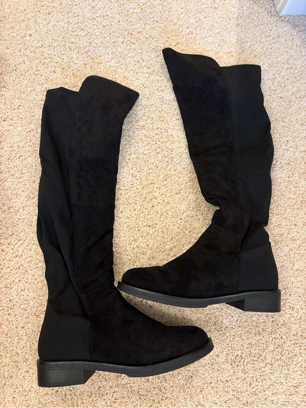 Dream Pairs Black Over-the-Knee Stretch Suede Boots